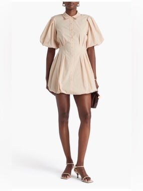 SIMKHAI "Cleo" pleated poplin shirtdress